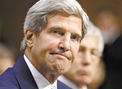 3日，克里在參院聽證會上。