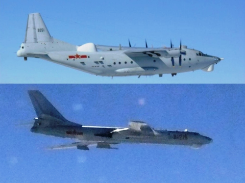 中國轟6運8編隊穿越島鏈 日戰(zhàn)機(jī)升空應(yīng)對