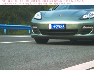 　保時(shí)捷飆車被拍瞬間。湖北省高警總隊(duì)供圖