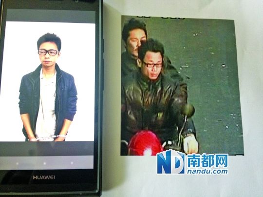 叉車司機(jī)肖東。飛車搶奪嫌疑人(戴眼鏡者)。