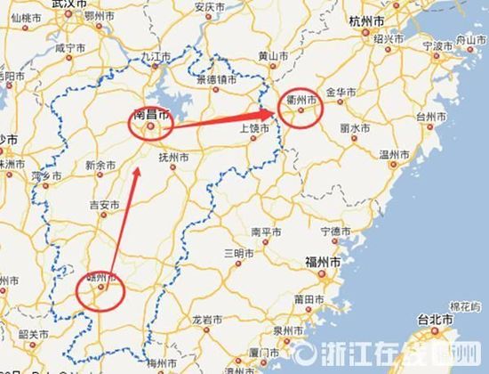 贛州到南昌高速公路400公里左右，南昌到浙江江山高速公路400多公里