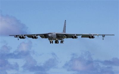 美軍B-52戰(zhàn)略轟炸機(jī)。其為韓三大核保護(hù)傘之一。