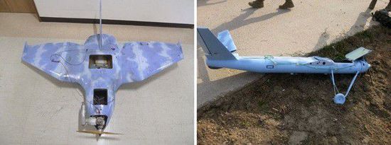 左圖為3月24日在韓國首爾北部墜毀的無人機(jī)，右圖為3月31日在韓國西部海域白翎島墜毀的無人機(jī)