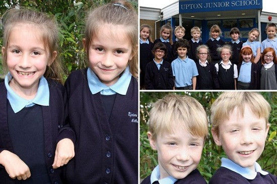 英國又有7對雙胞胎進入了同一所小學(xué)，讓人看花了眼。