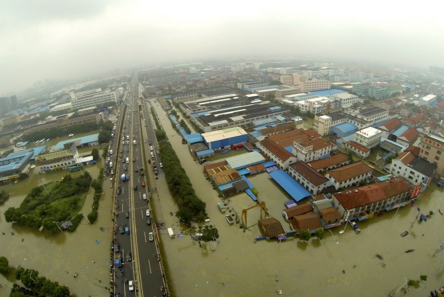 航拍余姚洪水圍城 航拍余姚洪水圍城