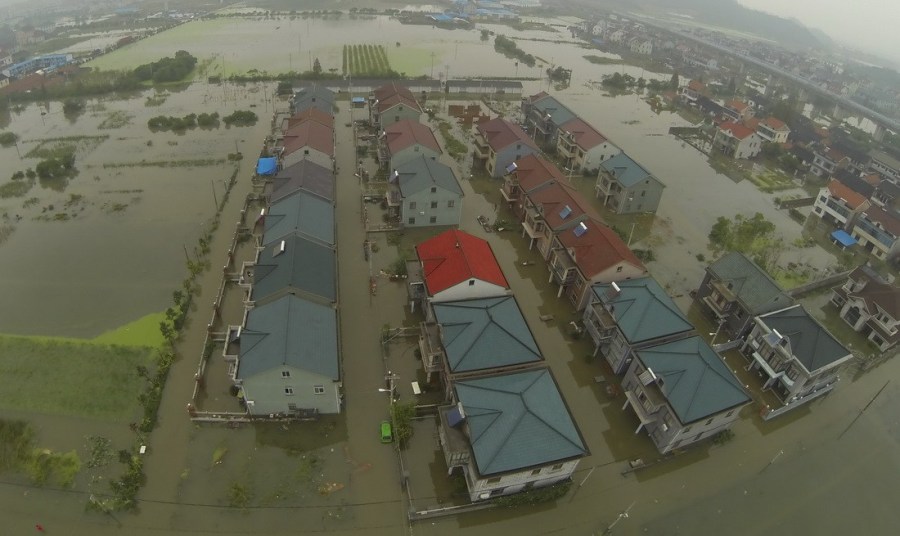 航拍余姚洪水圍城 航拍余姚洪水圍城