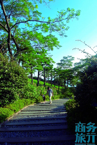 很多父母會(huì)帶著孩子在步行道漫步。