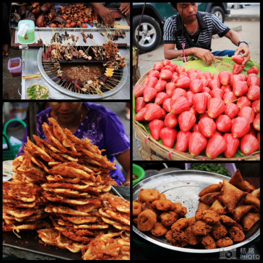 緬甸，繽紛的街邊平民小吃