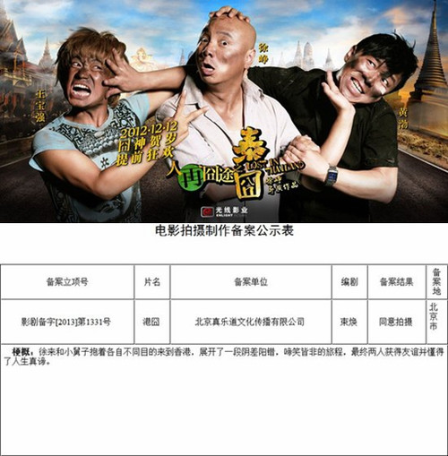 疑似《泰囧》續(xù)集立項劇情曝光