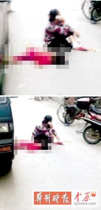 　媽媽哭著坐在旁邊打電話，孩子的爸爸還在三門峽打工。