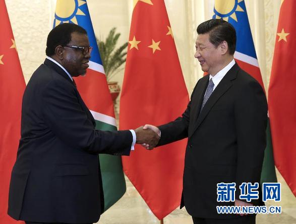 4月8日，國(guó)家主席習(xí)近平在北京人民大會(huì)堂會(huì)見(jiàn)納米比亞總理根哥布。新華社記者 龐興雷 攝