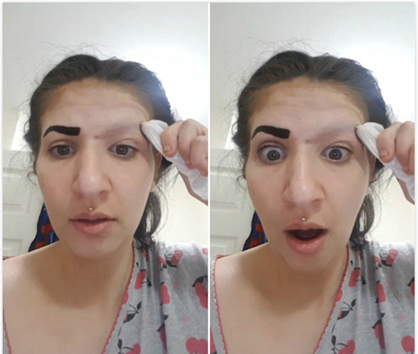 搞笑！女子誤用文眉藥劑導致眉毛不翼而飛