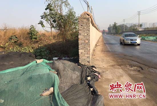 一墻之隔，一邊是道路，一邊是垃圾和荒草，市民質(zhì)疑其為遮羞墻。