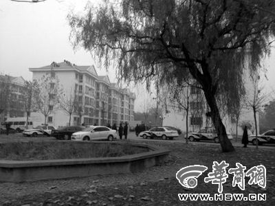 案件發(fā)生于柳樹(shù)后的第100號(hào)宿舍樓東單元3樓 記者 王輝/攝 案件發(fā)生于柳樹(shù)后的第100號(hào)宿舍樓東單元3樓 記者 王輝/攝