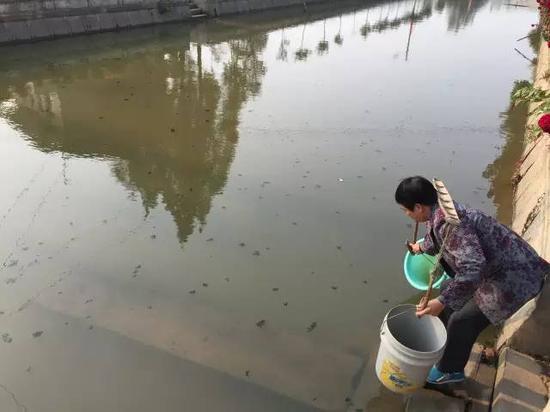 洞庭湖缺水，2015年11月，湖南省南縣石壩村肖喜福老人家中面臨的水質(zhì)型缺水難題。地下水不能喝，只能到被污染的河溝里挑水喝。新華社記者周楠攝
