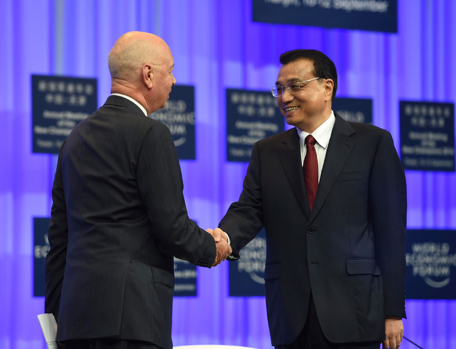 李克強(qiáng)總理出席夏季達(dá)沃斯論壇并發(fā)表開(kāi)幕式致辭。