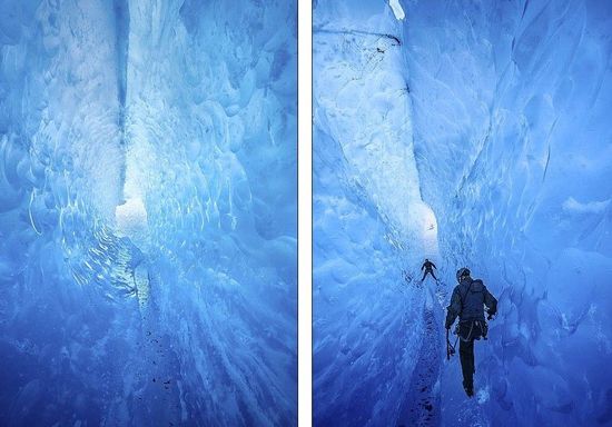 梅里格特別喜歡探索冰川。當(dāng)太陽(yáng)高高升起后，可以看到冰反射出的壯觀美景。