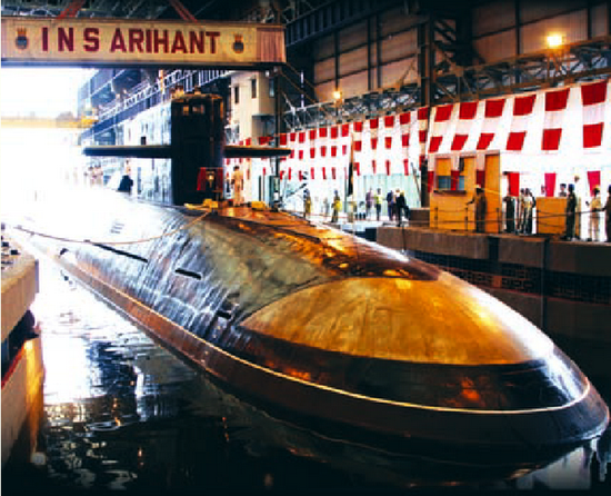 資料圖:印度殲敵者號核潛艇。 資料圖:印度殲敵者號核潛艇。