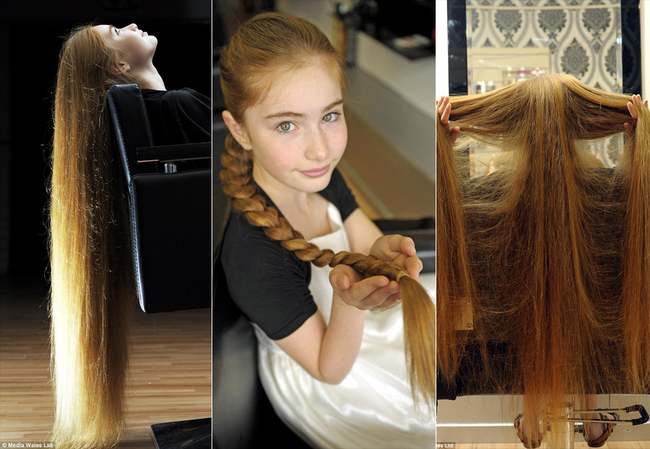 現(xiàn)實(shí)版長(zhǎng)發(fā)公主 英國(guó)1.5米高少女金色長(zhǎng)發(fā)及膝